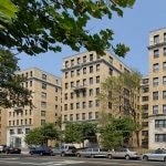 View of the apartment building from across the street.