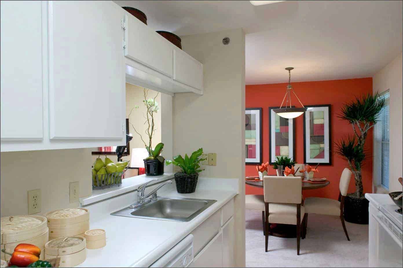 View of the dining area from the kitchen.