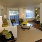 Interior of apartment living room and dining area.