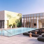 Exterior of roof top deck with swimming pool