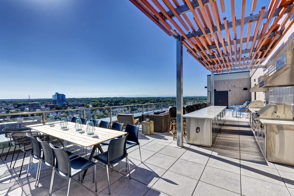 Rooftop seating with BBQs