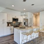 Interior of apartment with open plan and kitchen