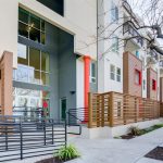 Exterior of apartment building at street level