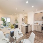 Interior of apartment with open kitchen