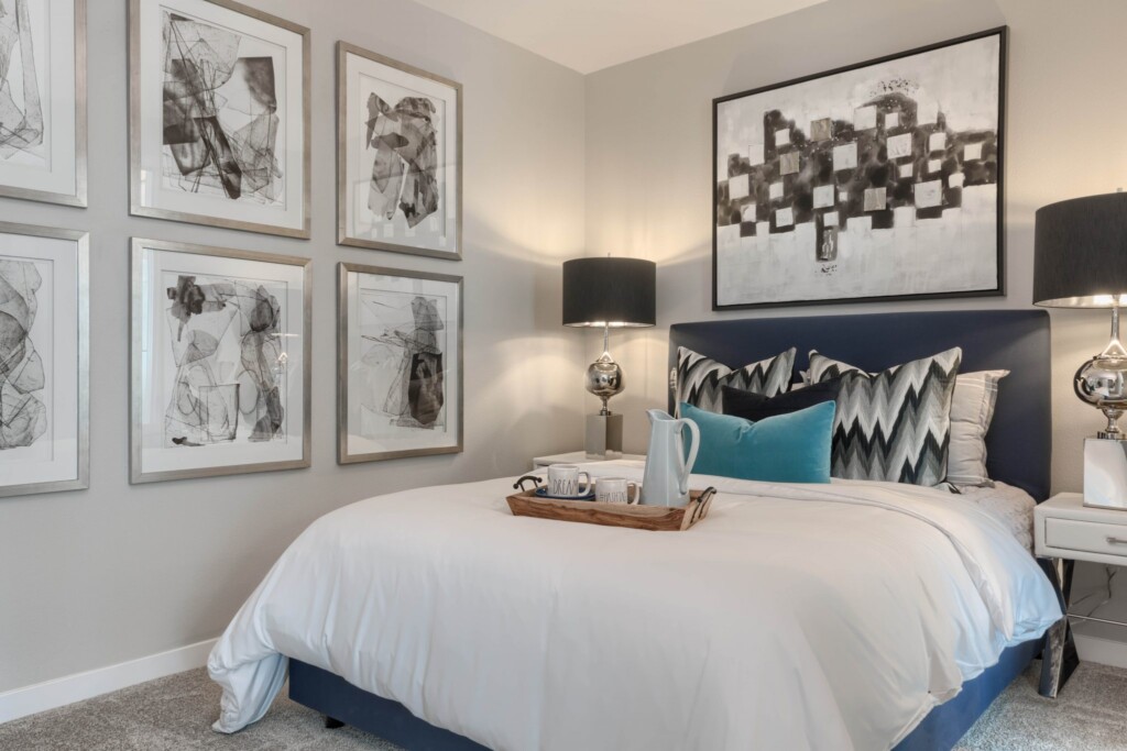 Interior of modern apartment bedroom