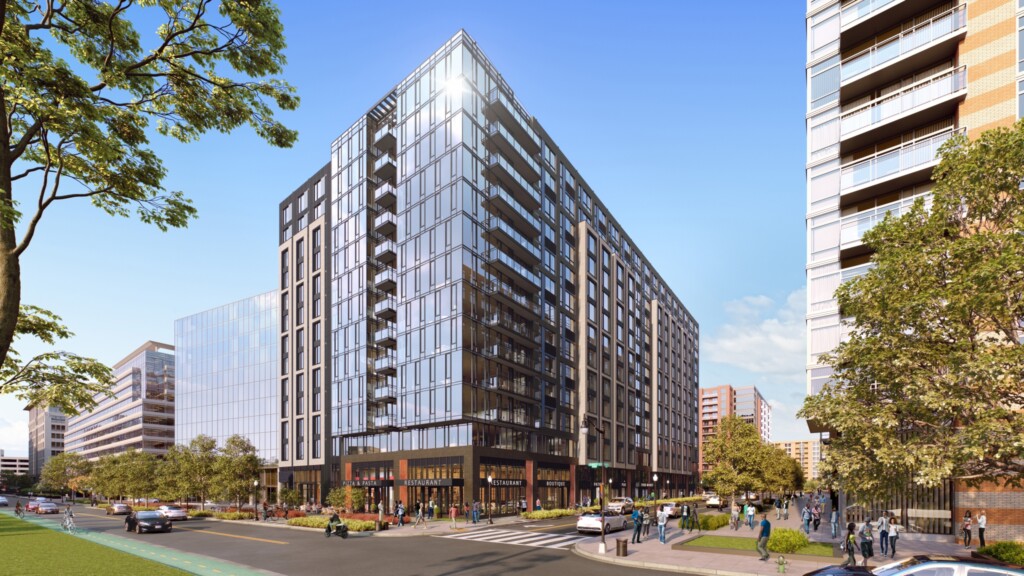 Exterior of modern apartment building