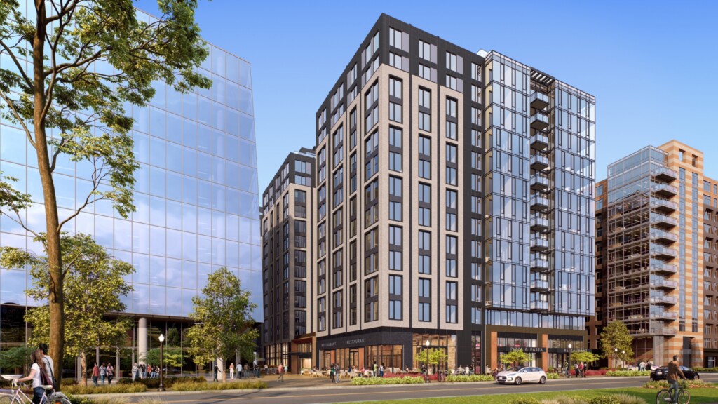 Exterior of modern apartment building