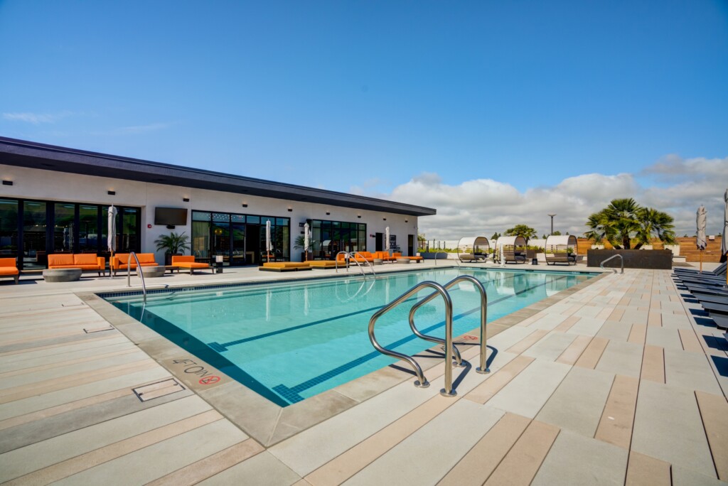 Exterior of roof top deck with swimming pool