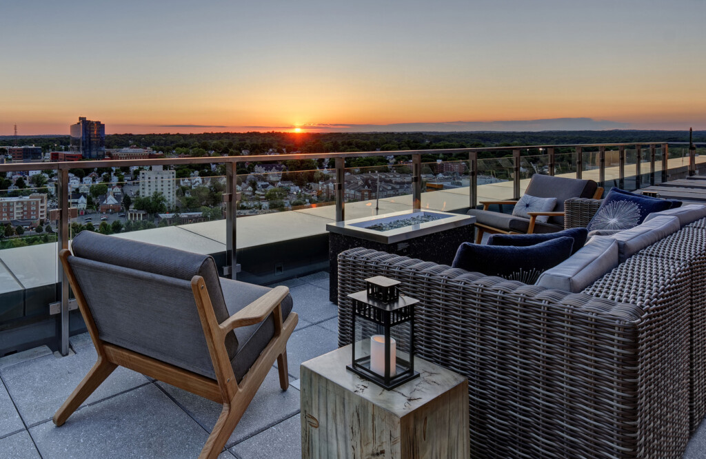 Rooftop view at sunset